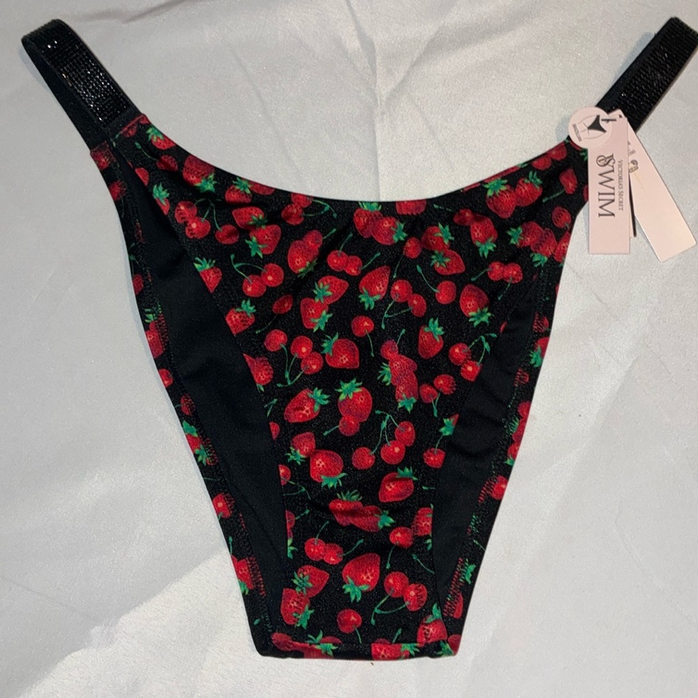 New Victoria’s Secret Brazilian Bikini Bottom Shine Strap Bling N…